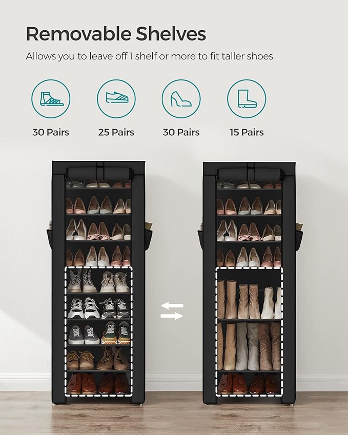 SONGMICS 10-Tier Shoe Rack, Shoe Storage Cabinet - Image 5