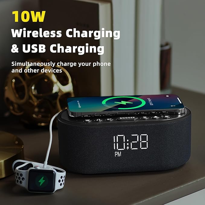 Sound Machine Alarm Clock for Bedrooms: Bluetooth 10W Stereo Sound Speaker - Image 4