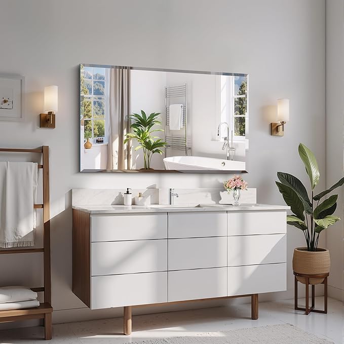 CILIBER Beveled Bathroom Mirror, 24x40 Large Frameless Mirrors - Image 5