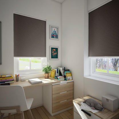 Cellular Shades Door Window Blinds Cordless Blackout, Honeycomb Blind Accordion Shade Room Darkening Indoor Pleated 1.5" Cell, Custom Size, Taupe