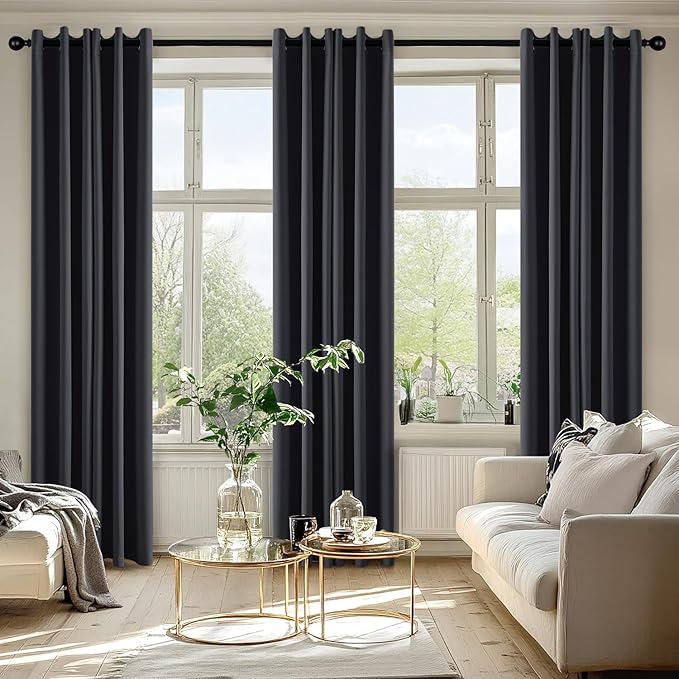 MIULEE Grey Blackout Curtains for Bedroom Living Room 72 Inches Long 2 Panels - Image 6