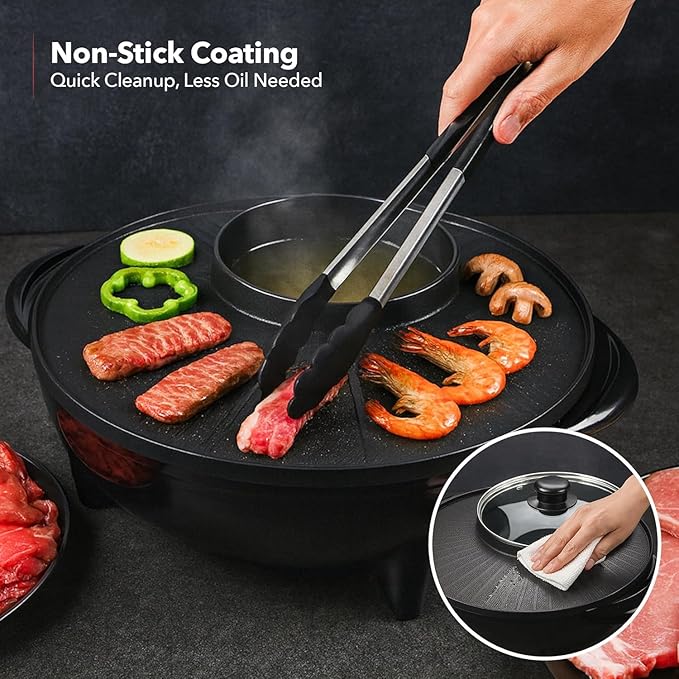OVENTE Electric Hot Pot and Grill Combo, 2-in-1 Portable Countertop Cooker - Image 8