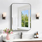 Bathroom Mirror, 18 x 24 inch Metal Framed Black Rectangle Mirror, Rounded by WelcometoCIVENO