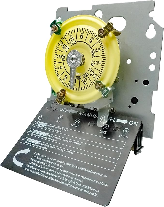 T104M Mechanical Time Switch, 208-277V AC, 5HP DPST, 24-Hour 12 ON/Off by Iexcauw