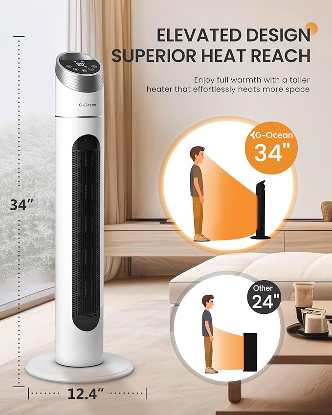 Space Heater, 1500W Tower Heater - Image 2