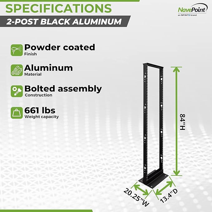 NavePoint 45U 2 Post Open Frame Server Rack - Image 4