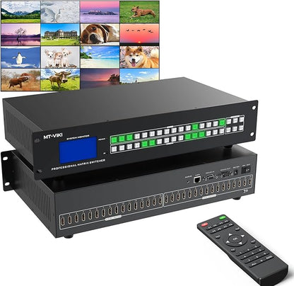 MT-VIKI 16X16 4K HDMI Matrix Switch Support Web GUI & 3.5mm Stereo Audio by MT-VIKI