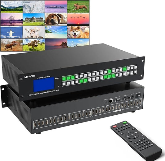MT-VIKI 16X16 4K HDMI Matrix Switch Support Web GUI & 3.5mm Stereo Audio by MT-VIKI