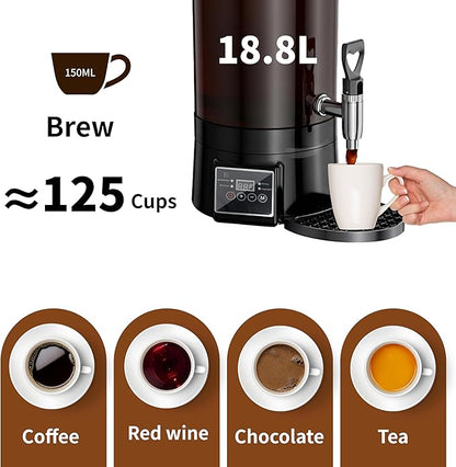 Coffee Urn Commercial Coffee Maker, 18.8 L 125 Cups, Transparent Electric - Image 6