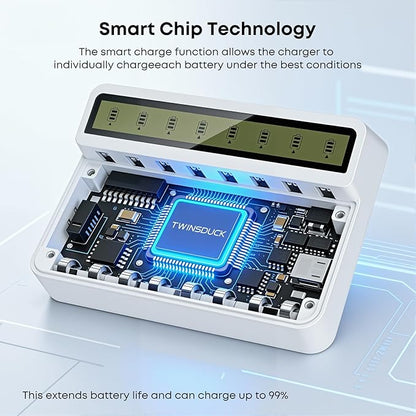 Rechargeable Battery Charger, 8 Bay AA AAA Smart Charger - Image 3