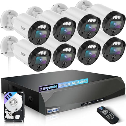 【130° Ultra Wide-Angle & 2-Way Audio】 Outdoor Wired Security Camera System by WEILAILIFE