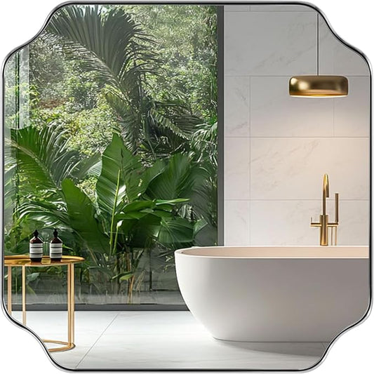 ANDY STAR 24"x24" Chrome Mirror, Polished Nickel Square Mirror by ANDYSTAR