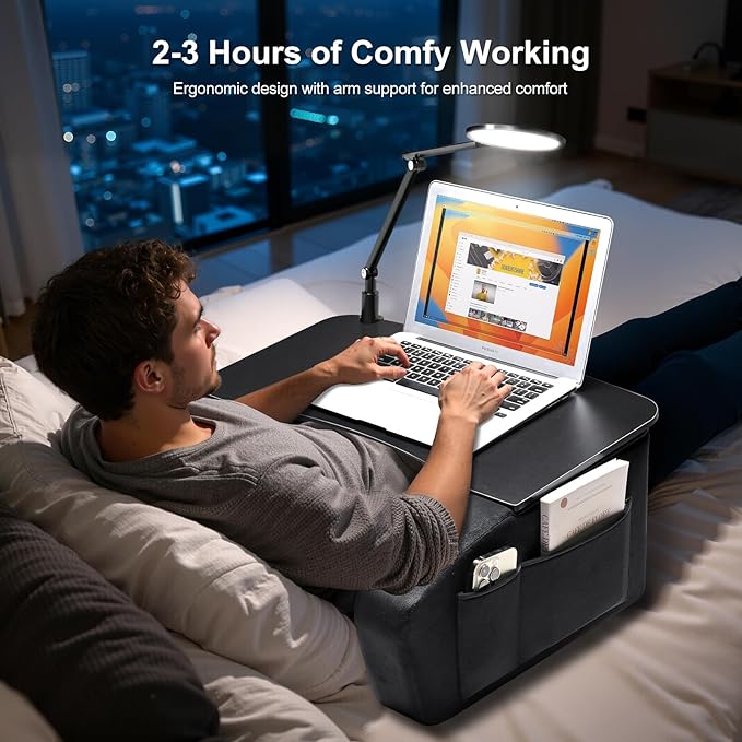 Lap Desk for Adults with Arm Rests, Ergonomic Laptop Pillow Stand for Bed - Image 2