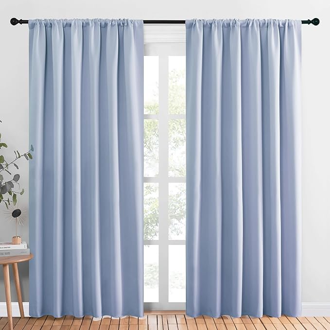 NICETOWN Living Room Curtains, Vintage Blue, 1 Pair, 70 x 84-inch, Home by NICETOWN