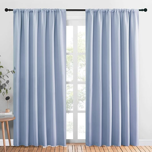 NICETOWN Living Room Curtains, Vintage Blue, 1 Pair, 70 x 84-inch, Home by NICETOWN