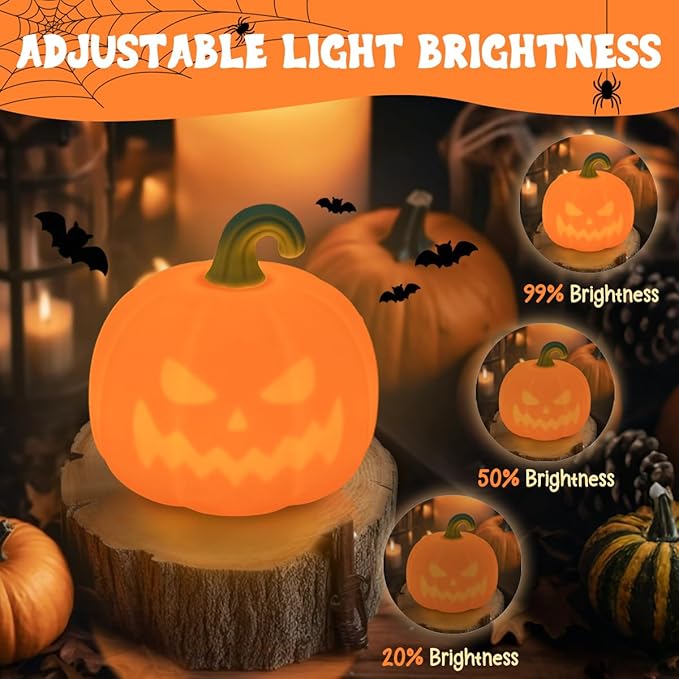 LEDHOLYT Night Light for Kids, Cute Silicone Nursery Pumpkin Lamp for Baby and - Image 4