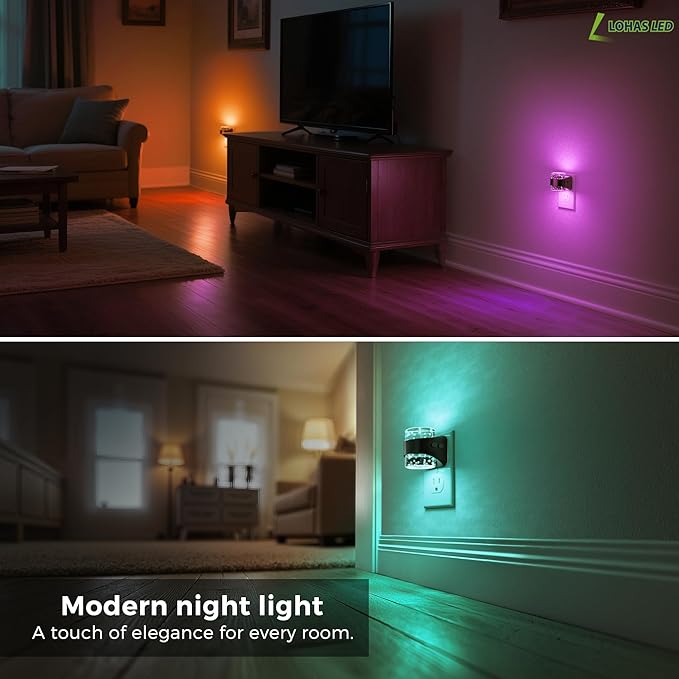 L LOHAS LED Night Light, RGB Bubble Night Lights Plug into Wall, 10-Color - Image 6