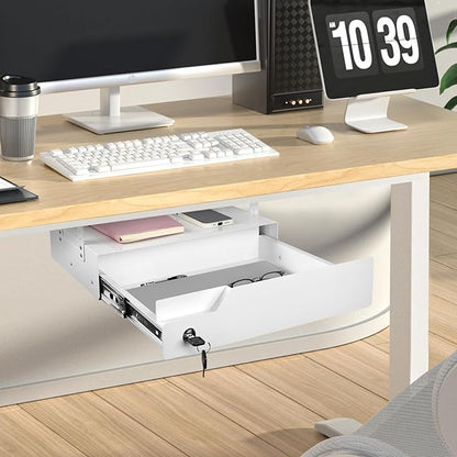 Under Desk Drawer Organizer Lockable, Metal Undermount Table Drawer Upgrade - Image 6