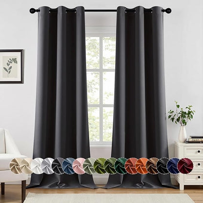 MIULEE Grey Blackout Curtains for Bedroom Living Room 96 Inches Long 2 Panels by MIULEE