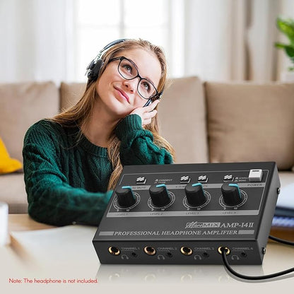 Riworal Headphone Amplifier 4 Channel Audio Amplifier Portable Splitter - Image 7