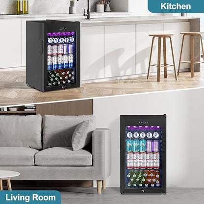 Beverage Refrigerator Cooler, 128 Cans 3.2 Cu.Ft Mini Fridge Glass Door - Image 9