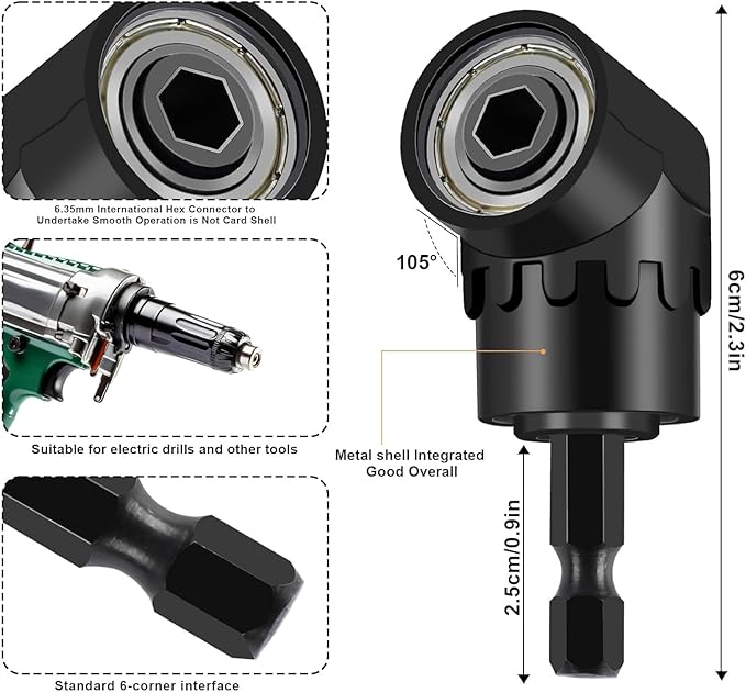 17 Pcs Flexible Drill Bit Extension 105 Degree Right Angle Drill Adapter - Image 5