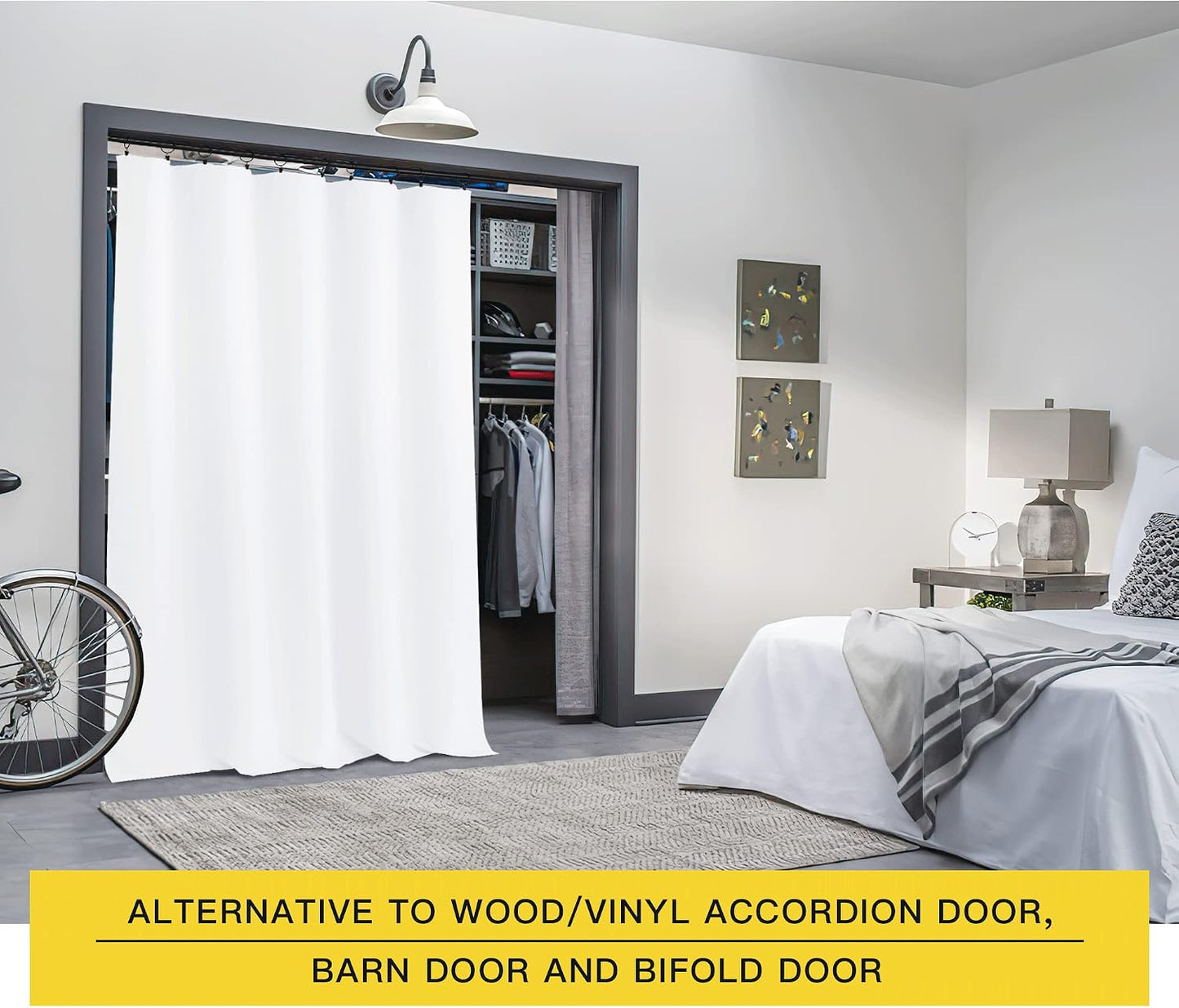 NICETOWN 50% Light Blocking Vertical Blinds for Sling Door, Window Curtains, Privacy 50% Blackout Curtains for Patio, Extra Wide Drapes (White, W70 inches x L108 inches, 1 Panel)