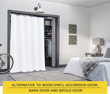 NICETOWN 50% Light Blocking Vertical Blinds for Sling Door, Window Curtains, Privacy 50% Blackout Curtains for Patio, Extra Wide Drapes (White, W70 inches x L108 inches, 1 Panel)
