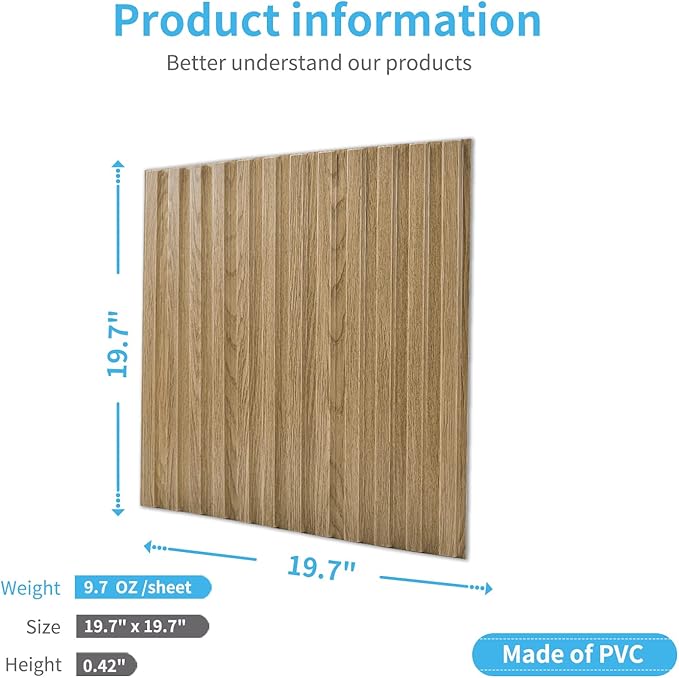 Art3d Slat Wall Panel, 3D Fluted Textured Panel 12-Tile 19.7 x 19.7in. - Image 4
