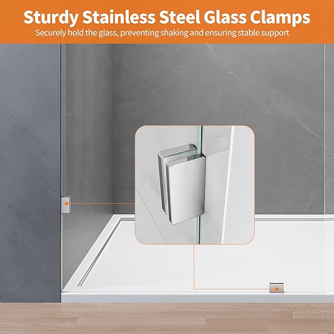 Shower Glass Panel, Frameless Walk in Shower Door - Image 3
