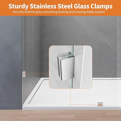 Shower Glass Panel, Frameless Walk in Shower Door - Image 3
