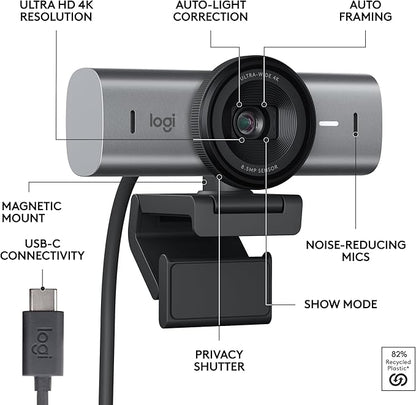 Logitech MX Brio Ultra HD 4K Collaboration, Streaming Webcam, 1080p at 60 FPS - Image 6