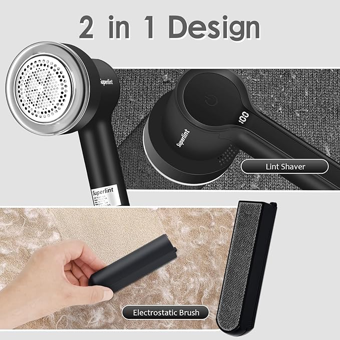 SUPER LINT Electric Fabric Shaver Electrostatic Brush, LED Display, - Image 3