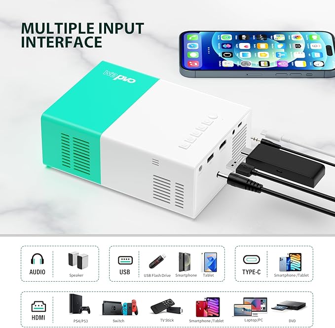 Projector WiFi Portable Movie Projector, Phone or Tablet Can be Mirrored to the - Image 6