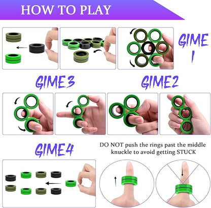 Cevioce 9 PCS Magnetic Ring Fidget Toys Set, ADHD Anxiety Magnetic Finger - Image 5