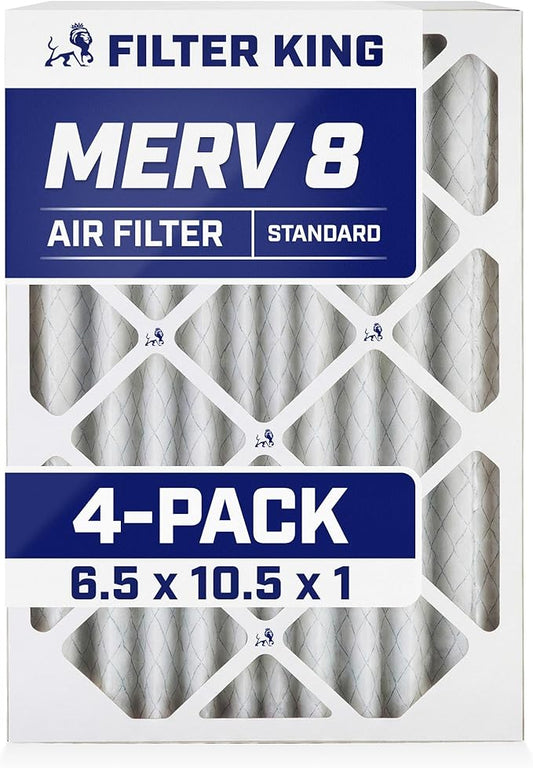 Filter King 6.5x10.5x1 Air Filter | 4-PACK | MERV 8 HVAC Pleated A/C Furnace by FilterKing