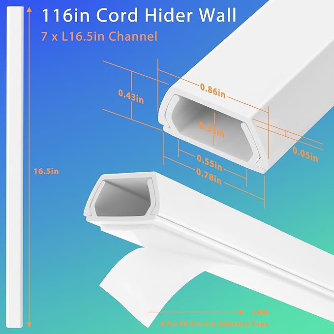 YCLYC Wall Cable Hider Kit, 116in TV Wire Hider - Image 2