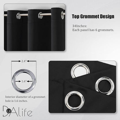 DUALIFE Black Blackout Window Curtains 72 Inches Long 34 Inches Wide, 2 Panels - Image 3