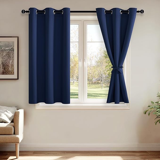 JIUZHEN Blackout Curtains with Tiebacks by JIUZHEN