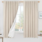 LAMIT 100% Blackout Oatmeal Linen Curtains, 63 Inches Linen Textured Thermal by LAMIT