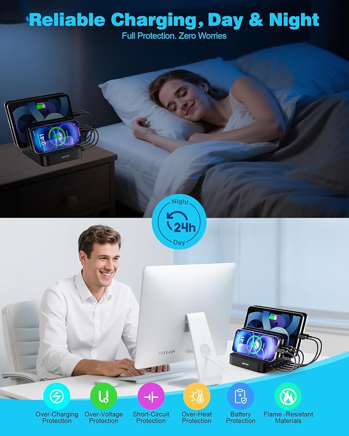 MSTJRY Charging Station for Multiple Devices : 5 Port Multi USB-A Charger - Image 5