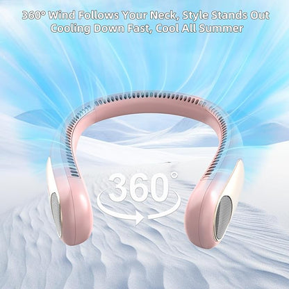 Portable Neck Fan, Personal Wearable Bladeless Fan, LED Display, 6000mAh USB - Image 2