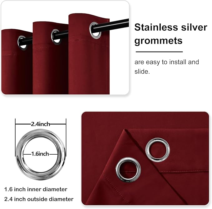 DWCN Burgundy Blackout Curtains - Image 4