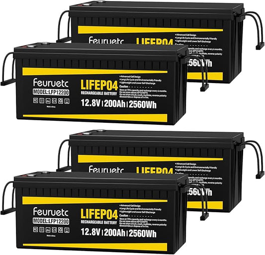 12V 200Ah Lithium LiFePO4 Battery, Built-in 200A BMS, 2560Wh Energy Storage by Saveupto50onFeuruetc
