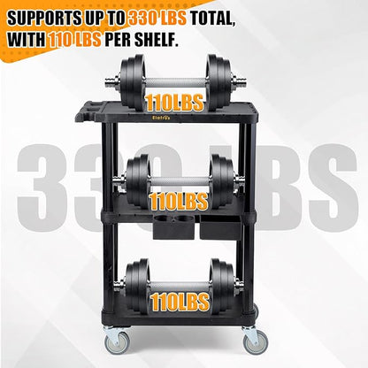 ELAFROS Heavy Duty Utility Cart, 27.5 x 18.25 Inch, 3-Tier Rolling Cart - Image 6