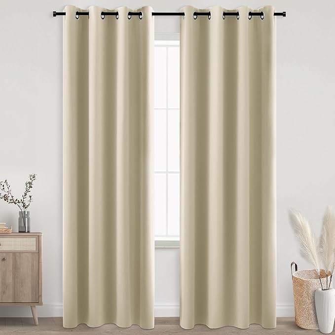 KOUFALL Beige Living Room Curtains 96 Inches Long - Image 3