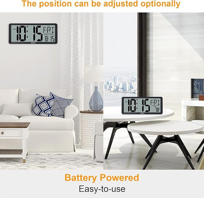 XREXS Large Digital Wall Clock, Battery Operated Alarm Clocks - Image 6