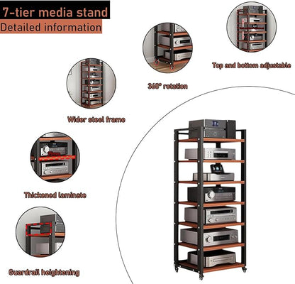 Dernoing 7 Tier Audio Rack Tower, CD Record Player Stereo Receiver AV Equipment - Image 3