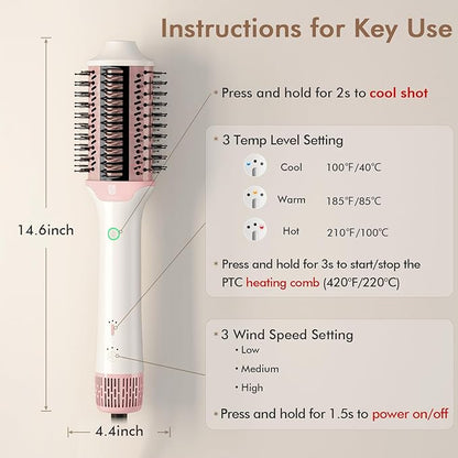 2-in-1 Blow Dryer Brush & Hair Straightener, Ionic & Ceramic Thermal Brush - Image 6