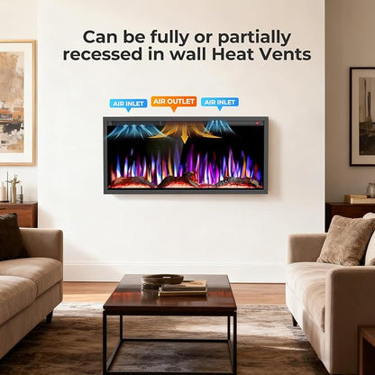 R.W.FLAME 36" Recessed and Wall Mounted Smart Electric Fireplace, Alexa/WiFi - Image 8